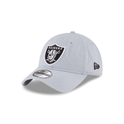 Grey Las Vegas Raiders Hat - New Era NFL Core Classic 9TWENTY Adjustable Caps USA6950432